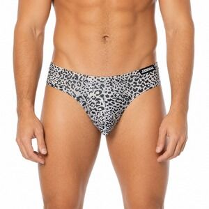 Jockmail XXL (34-37) Mens Leopard Print Briefs White Black Underwear JM394